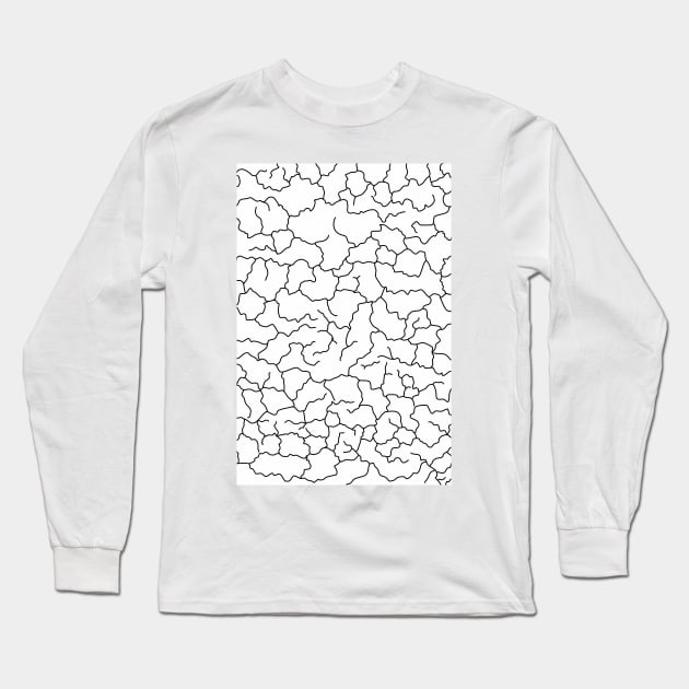 Cracked Lines Black and White Abstract Design Long Sleeve T-Shirt by love-fi